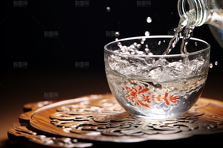 美酒酒瓶酒杯摄影图