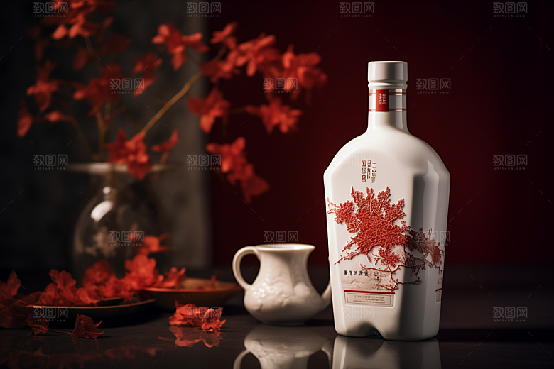 美酒酒杯酒瓶摄影图