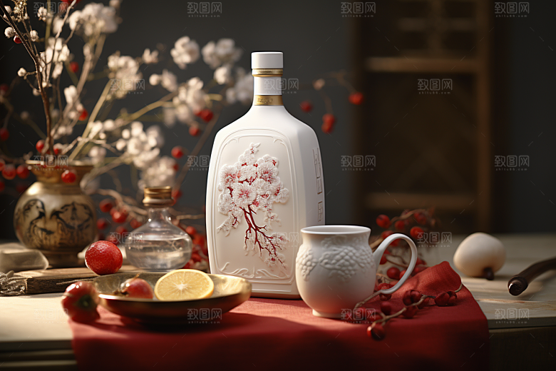美酒畅饮精致摄影图