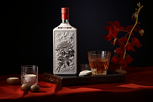 美酒酒杯畅饮摄影图