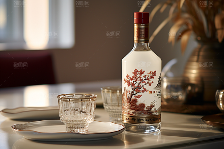 美酒酒瓶畅饮摄影图