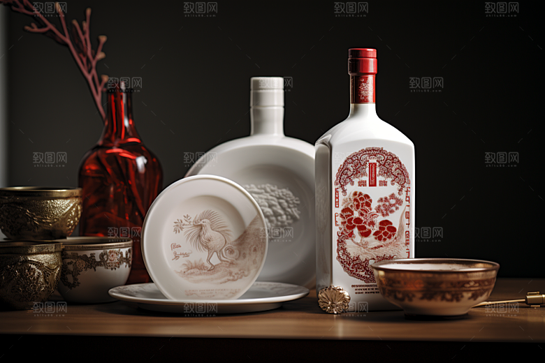 美酒酒器酒瓶摄影图