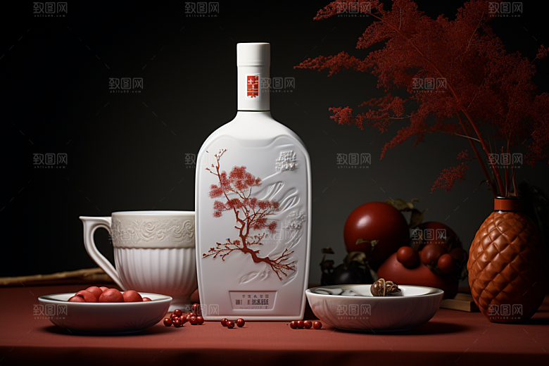 美酒酒瓶精致摄影图