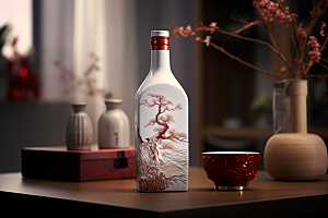 美酒精致酒瓶摄影图