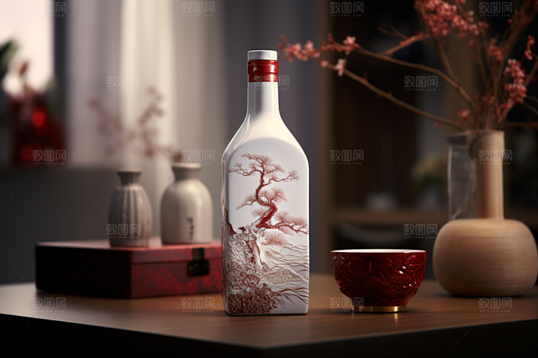 美酒精致酒瓶摄影图