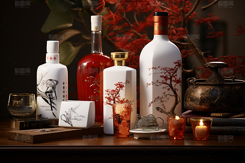美酒酒瓶高清摄影图