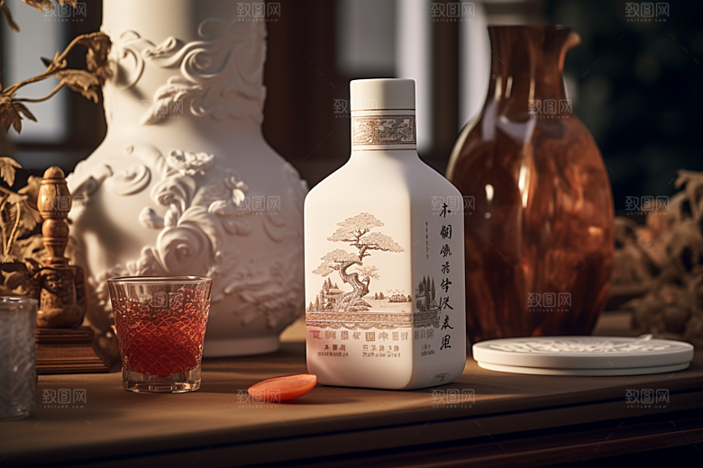 美酒饮品酒瓶摄影图