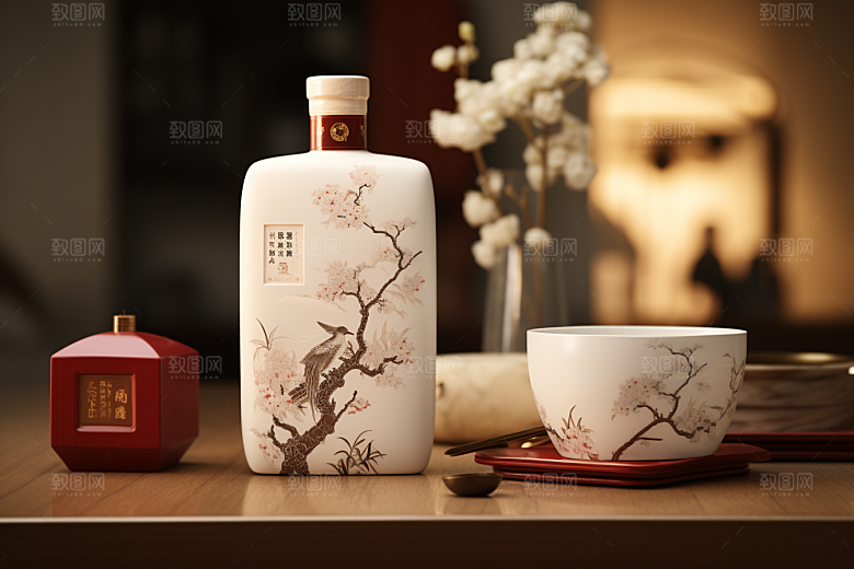 美酒精致酒器摄影图