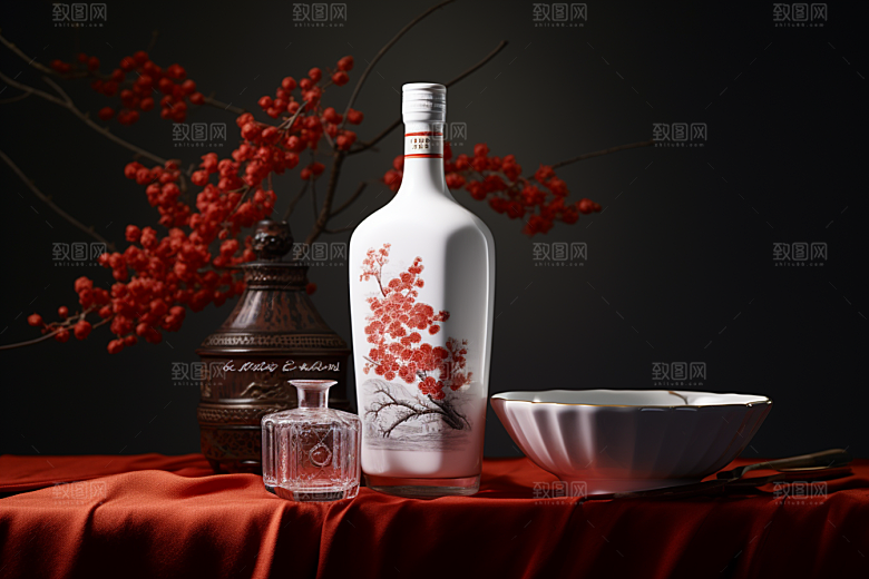 美酒精致酒瓶摄影图