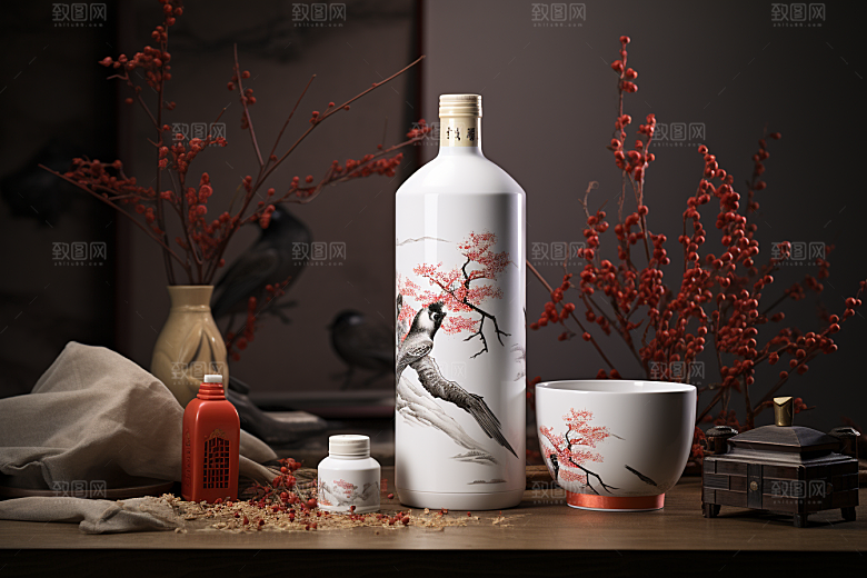 美酒饮品酒器摄影图