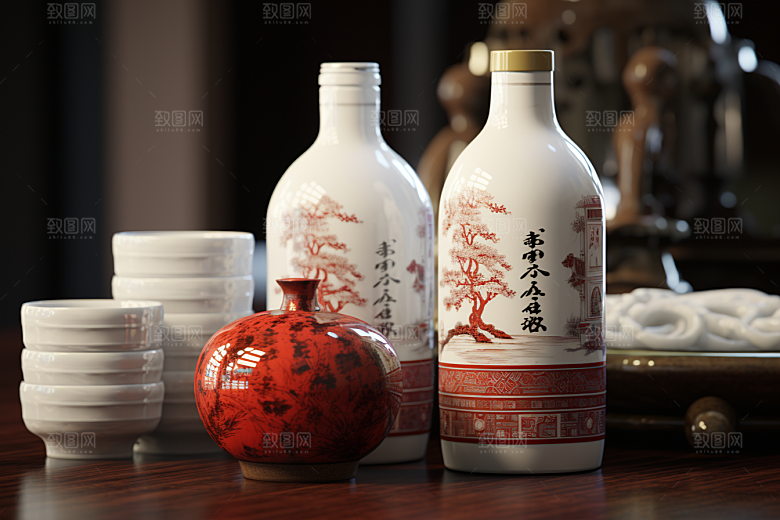 美酒酒杯精致摄影图