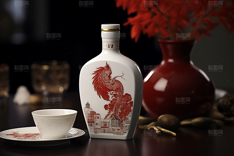 美酒酒具酒瓶摄影图