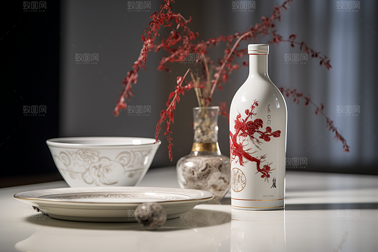 美酒酒瓶酒具摄影图