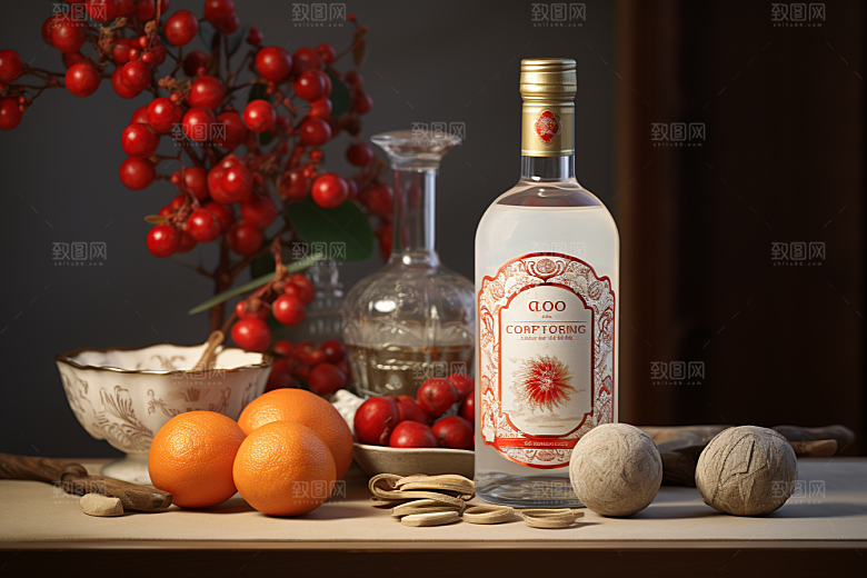 美酒精致酒器摄影图