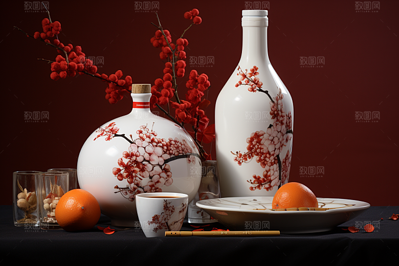 美酒酒具酒杯摄影图