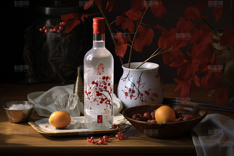 美酒酒瓶畅饮摄影图