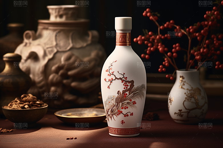 美酒酒瓶酒具摄影图