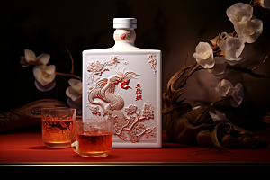 美酒酒具酒瓶摄影图