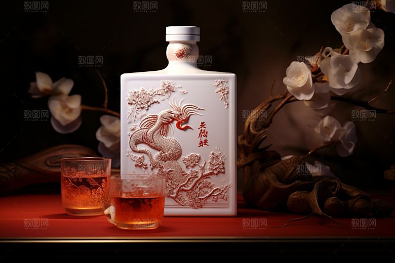 美酒酒具酒瓶摄影图