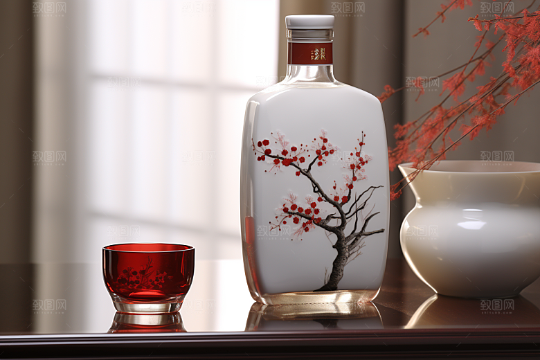 美酒酒具酒瓶摄影图