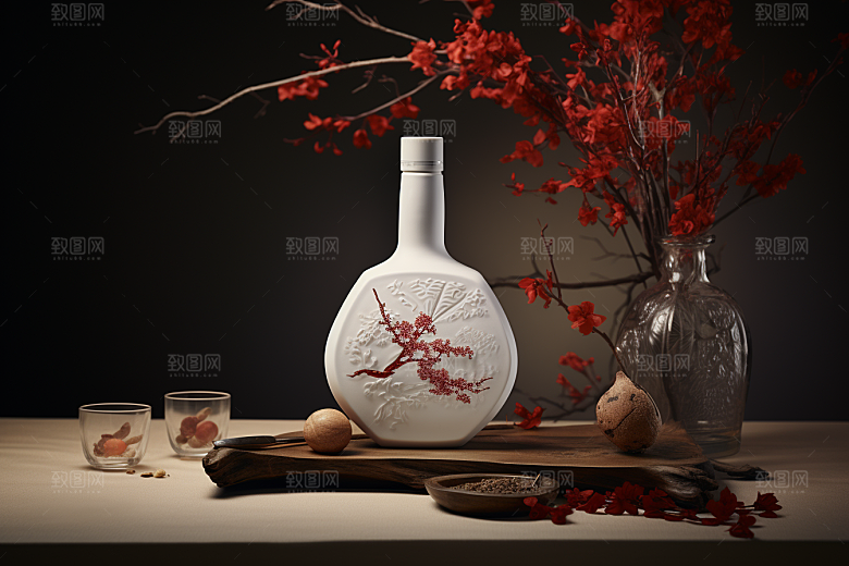 美酒酒具精致摄影图