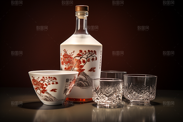 美酒酒瓶精致摄影图