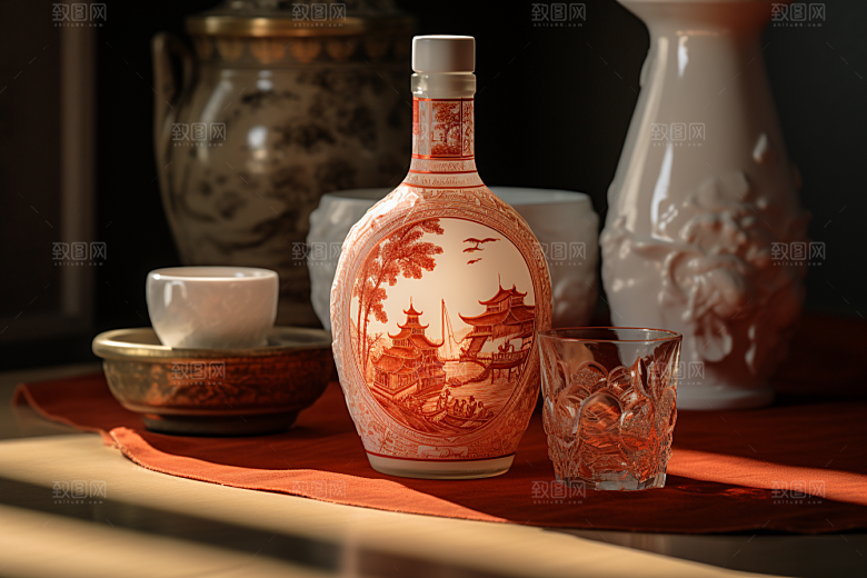 美酒酒杯高清摄影图