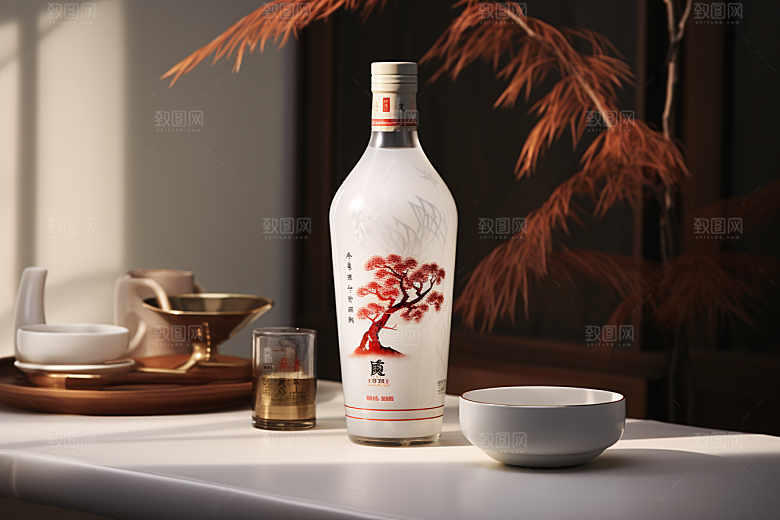 美酒酒器精致摄影图