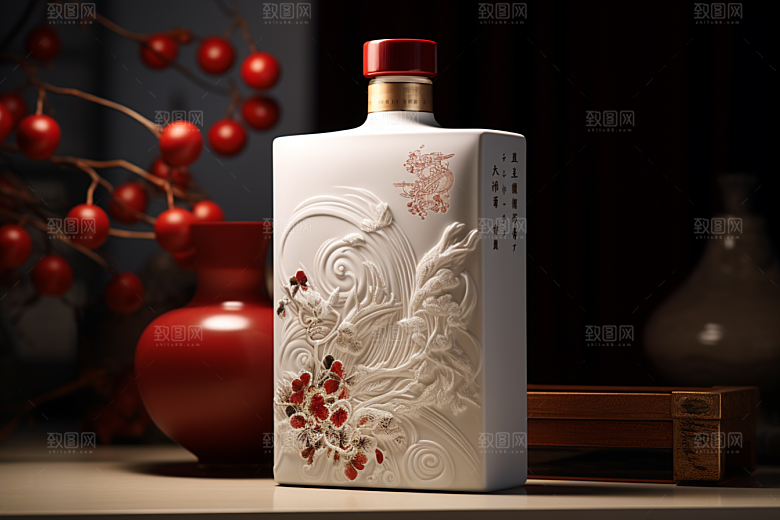 美酒酒瓶精致摄影图