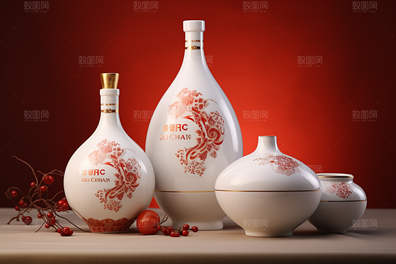 美酒酒具酒瓶摄影图