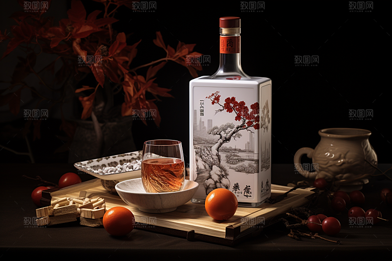美酒精致酒杯摄影图