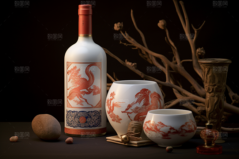 美酒精致酒具摄影图