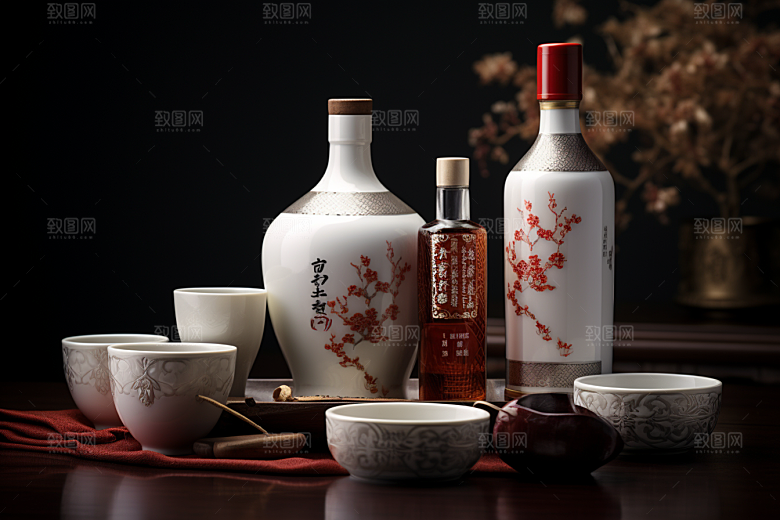 美酒精致酒具摄影图