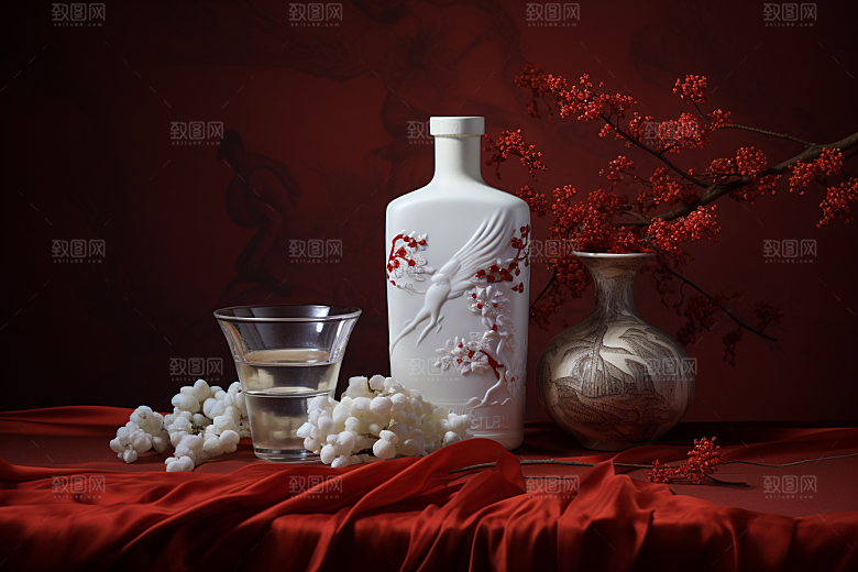 美酒酒器饮品摄影图
