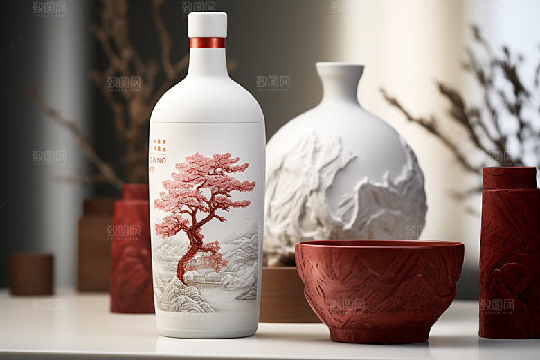美酒精致酒器摄影图