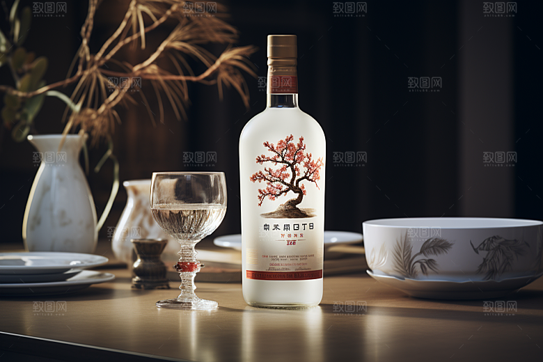 美酒精致酒器摄影图