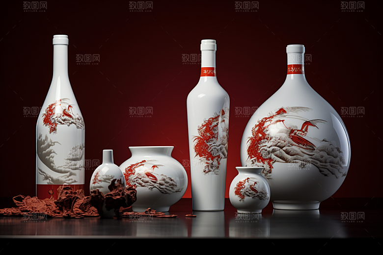 美酒酒杯酒瓶摄影图