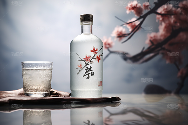 美酒酒具酒瓶摄影图