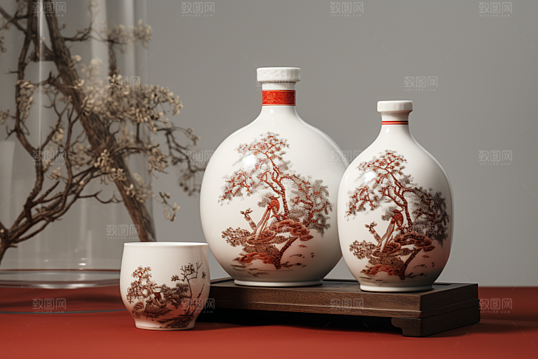 美酒酒器精致摄影图