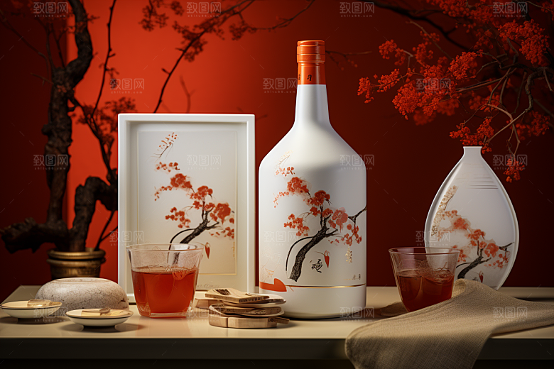 美酒酒具精致摄影图