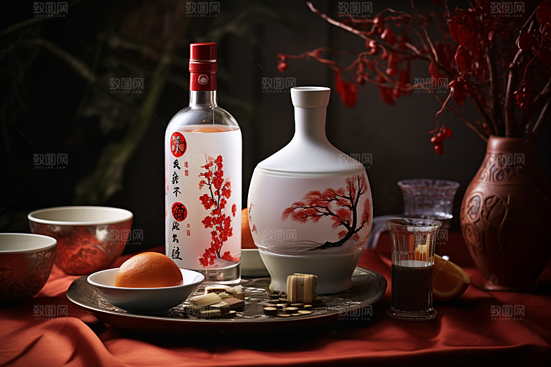 美酒酒器酒杯摄影图