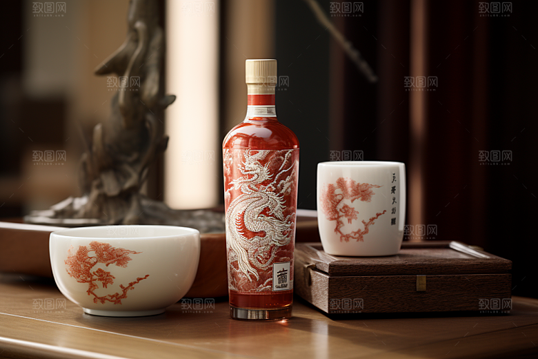 美酒酒瓶酒器摄影图