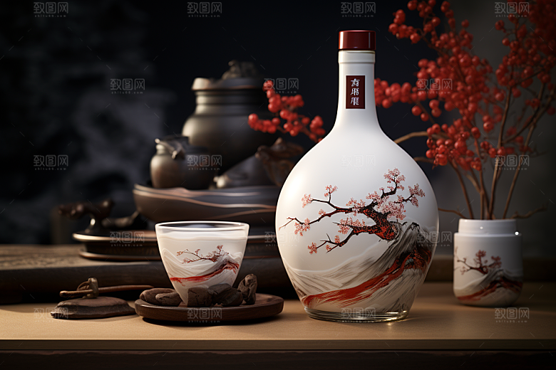 美酒畅饮酒器摄影图