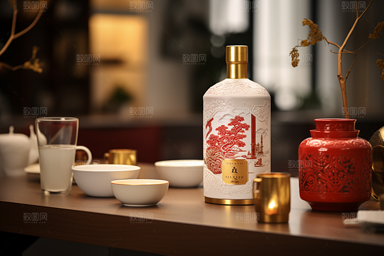 美酒酒瓶畅饮摄影图