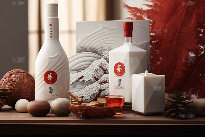 美酒酒瓶饮品摄影图