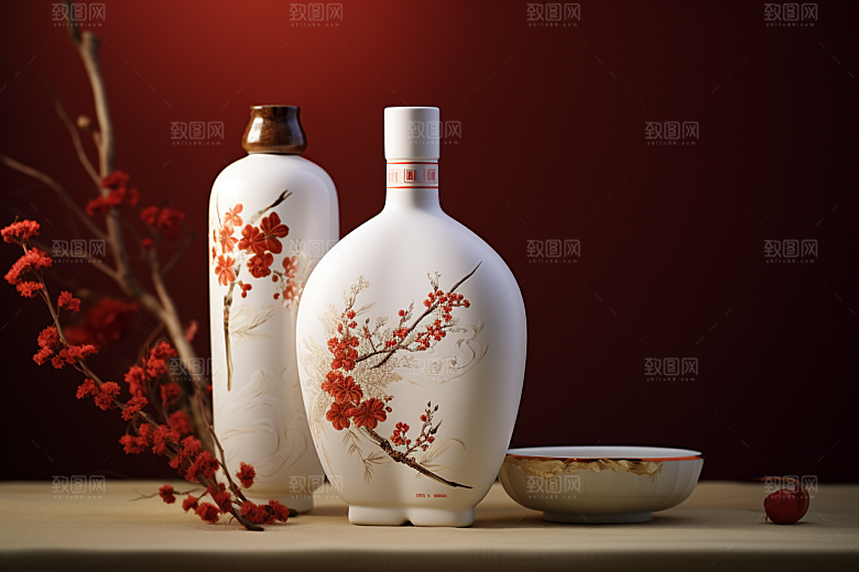 美酒酒瓶精致摄影图