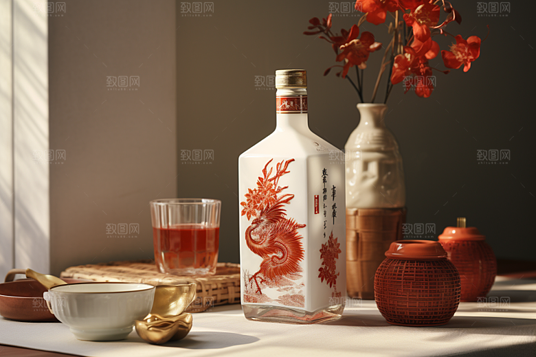美酒酒瓶高清摄影图