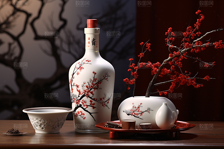 美酒酒瓶品酒摄影图