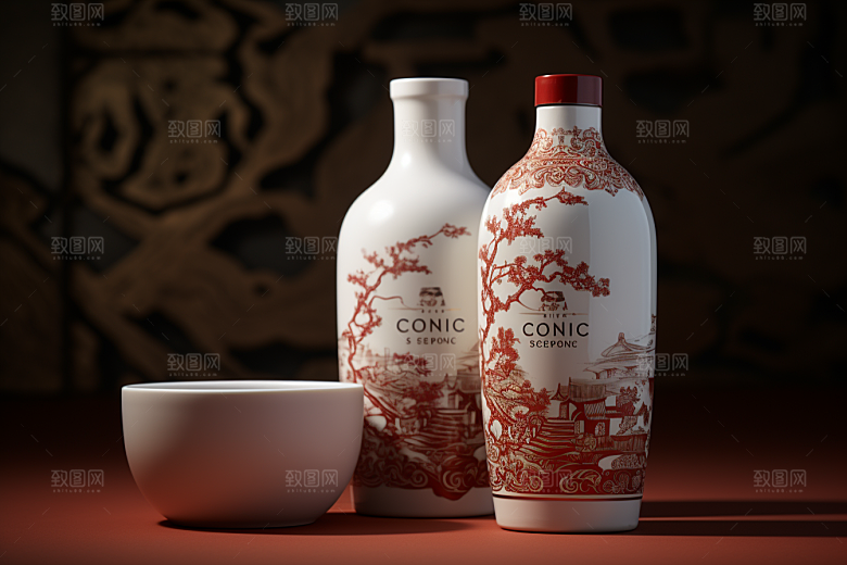美酒品酒酒瓶摄影图