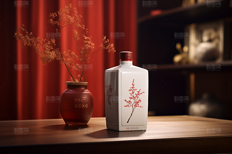 美酒饮品酒瓶摄影图